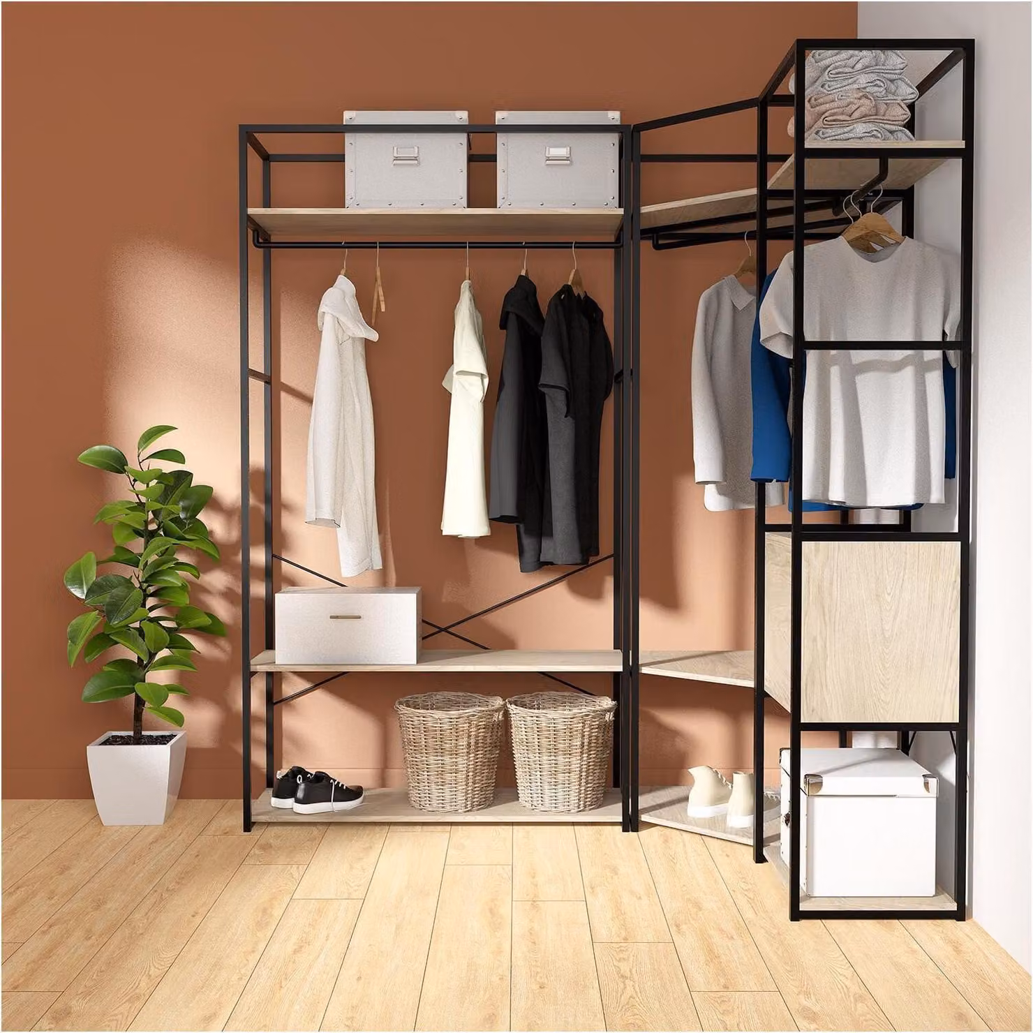 Set di 3 appendiabiti in legno e metallo JUNE