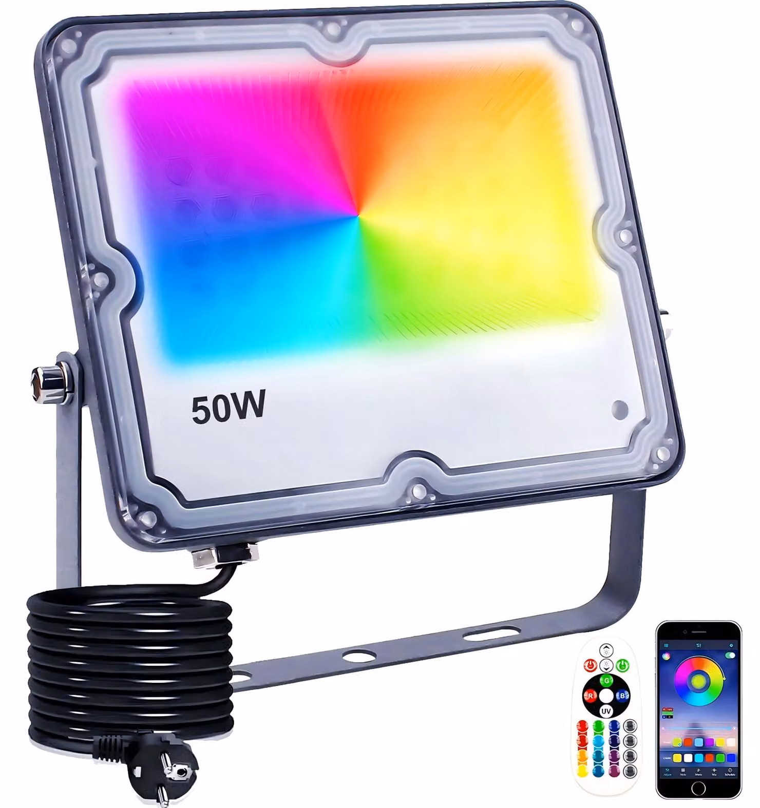 Striscia LED RGB da 50W, con Bluetooth, grado di protezione IP66, dimmerabile, 16 milioni di colori