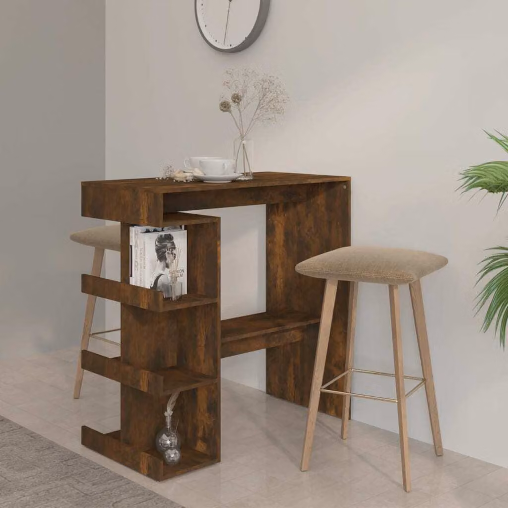 vidaXL Tavolo da bar con ripiano in rovere fumé 100x50x101,5 cm - Tavolo da bar - Tavoli da bar - Tavolo da bistrot - Tavolo alto