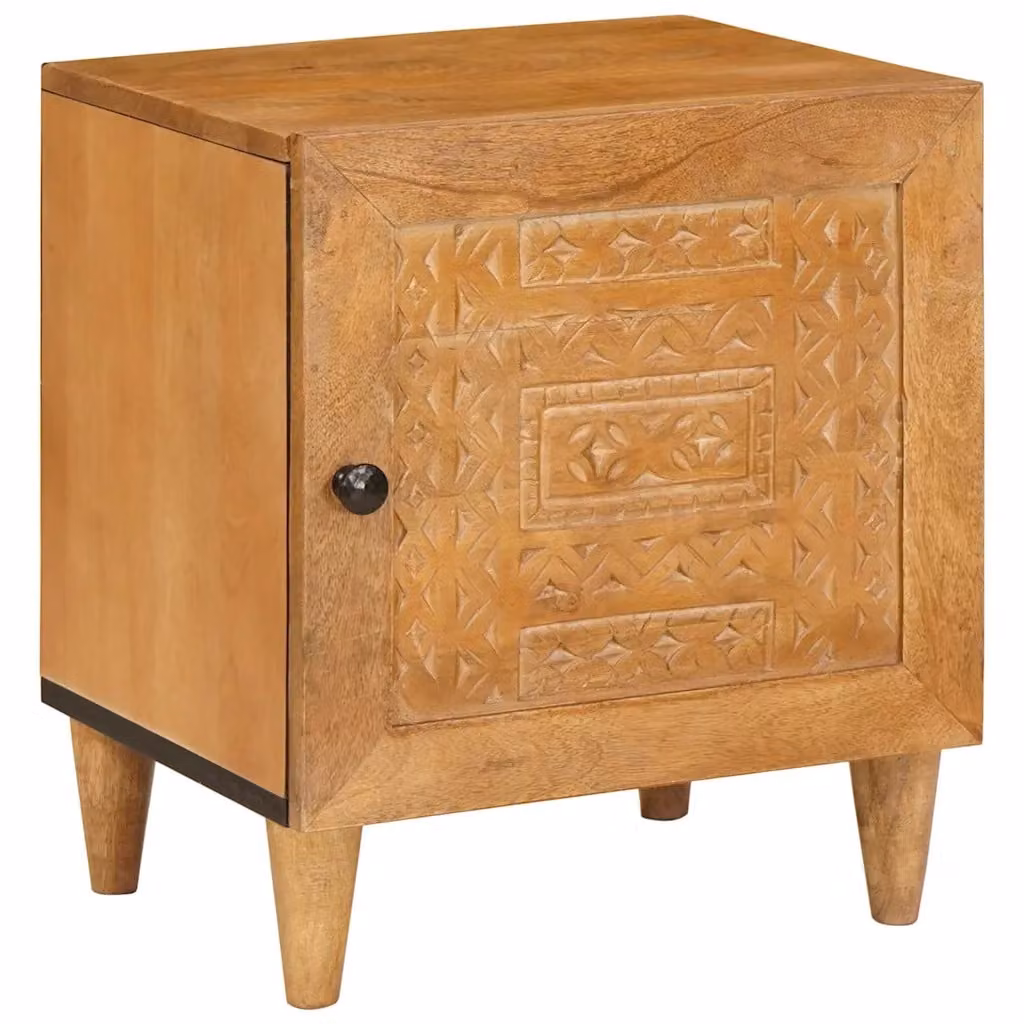 vidaXL Armadio da Notte Moderno in Legno di Acacia e Mango Marrone Opaco L: 80 cm, P: 50 cm, H: 40 cm