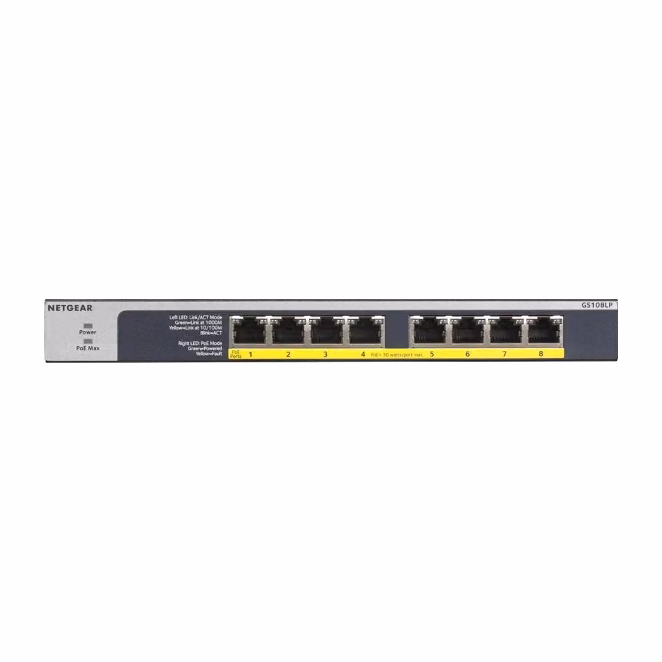 Switch Gigabit Ethernet non gestito Netgear GS108LP con Power over Ethernet (PoE) 1U nero e grigio – 2