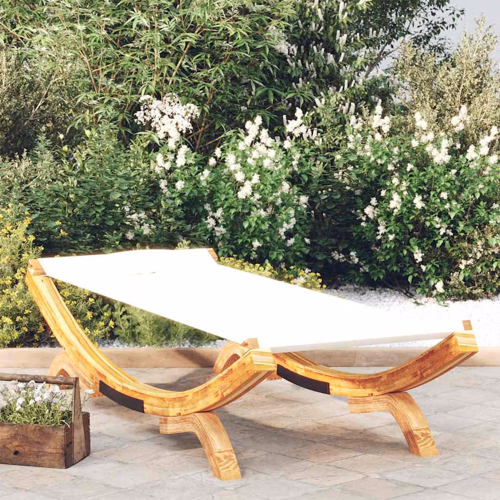 vidaXL Lettino Prendisole in Legno Curvato Beige L: 100 cm, P: 188,5 cm, H: 44 cm