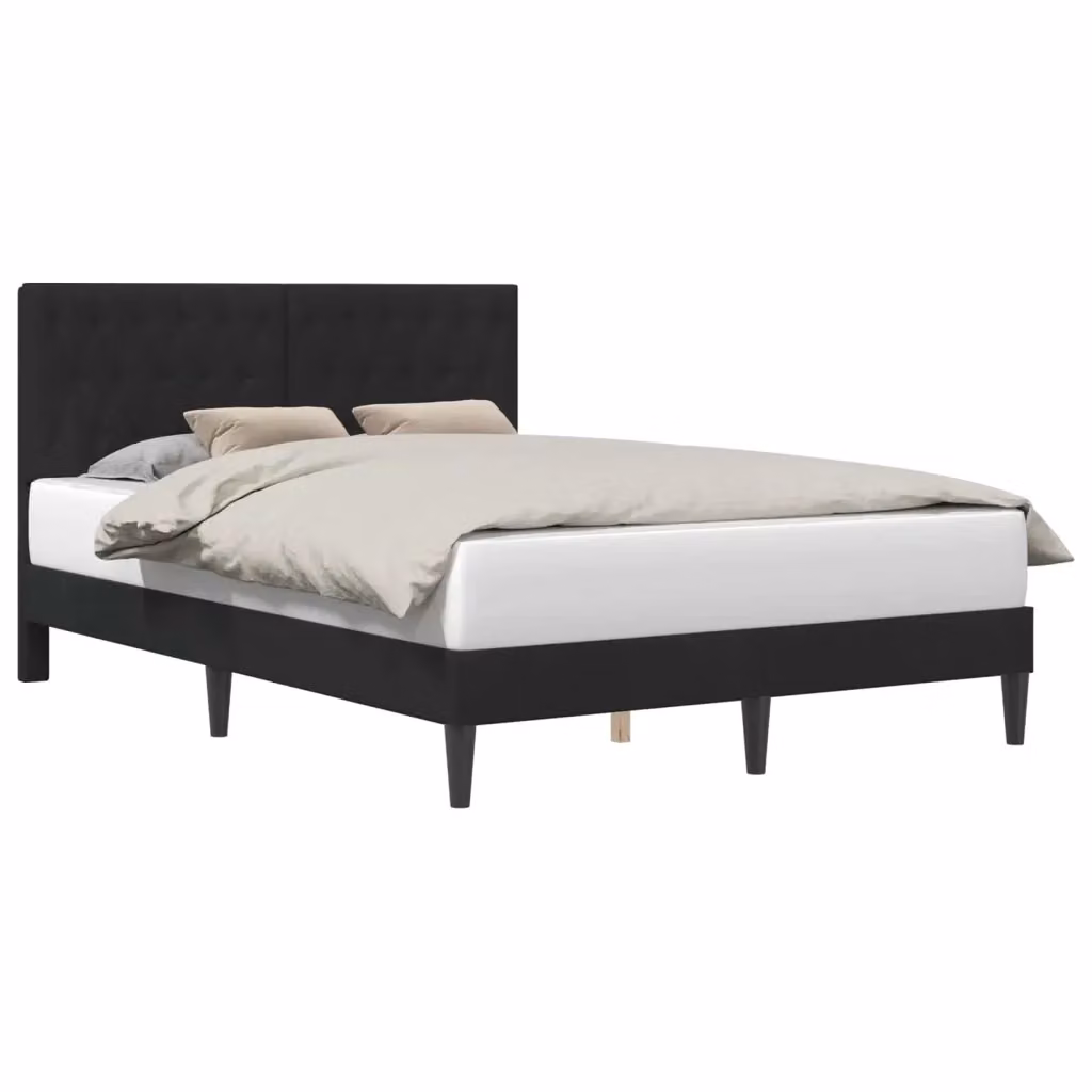 Struttura letto con testiera e giroletto in velluto nero DESIGN IN L/P: 120 x 200 cm – 2