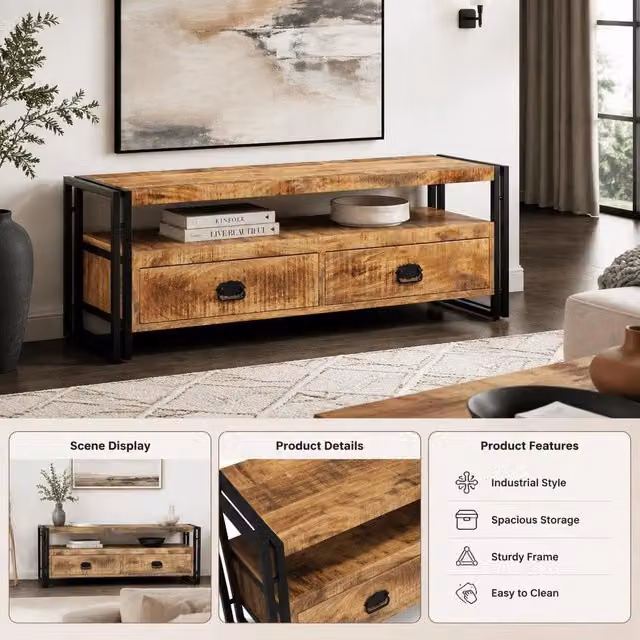 TV Cabinet 120x35x45 Cm Solid Mango Wood