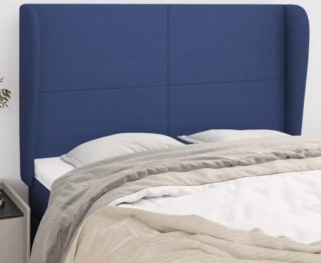 Testiera ad orecchio Design Mania in tessuto blu L: 147 cm, P: 23 cm, H: 118/128 cm – 1