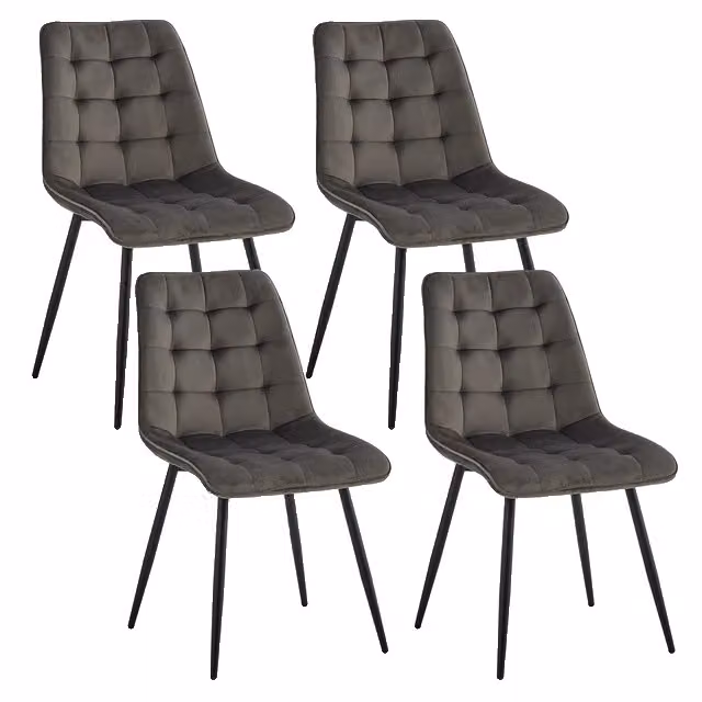 Sedie da sala da pranzo, tessuto in velluto, design moderno, grigio scuro