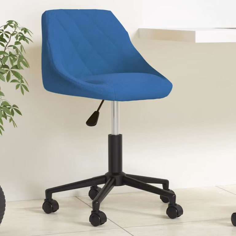 Sedia da ufficio girevole vidaXL in velluto blu con ruote e base in metallo