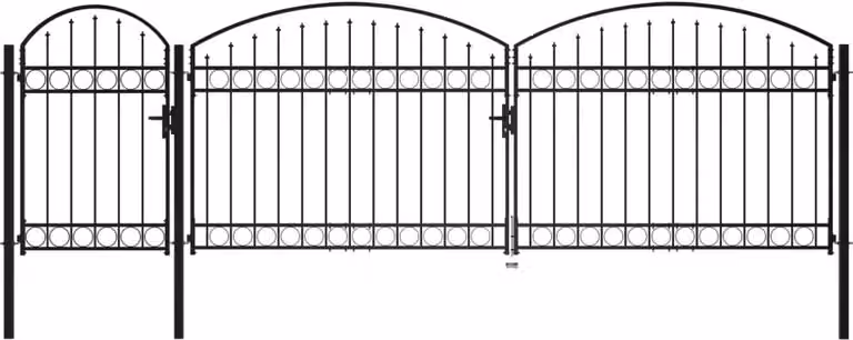 Maison Exclusive - Cancello da giardino ASSEN con arco in acciaio, 1,5 x 5 metri, colore nero