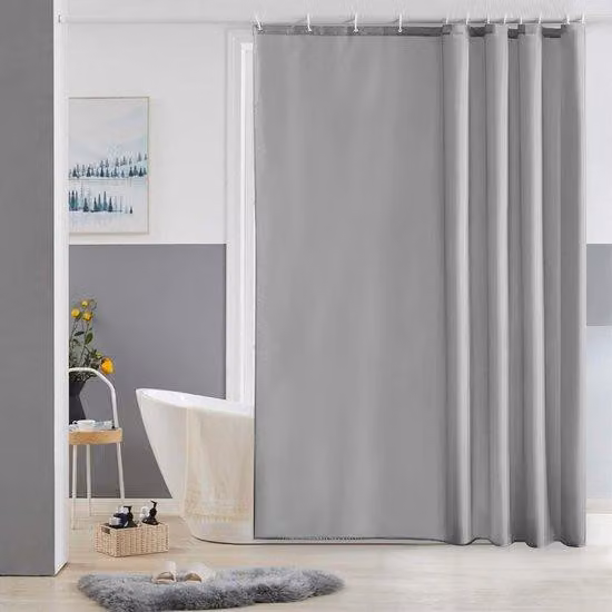 Tenda da doccia in poliestere resistente alla muffa per bagno o doccia, 180x180 cm, impermeabile, lavabile, 12 ganci, grigio.