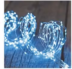 Filo Rame 300 luci - MICROLED Bianco freddo (1 + 4 mt) Cascata 1 Gioco di luce XMAS KING IP44 48720