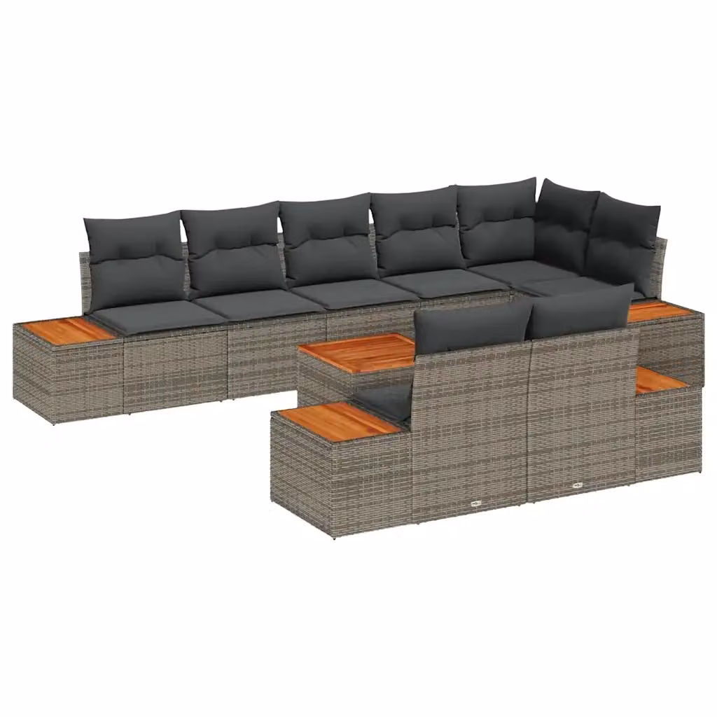 Set Divano da Giardino a L vidaXL in Polyrattan Grigio con Cuscini e Coperture Rimovibili – 2