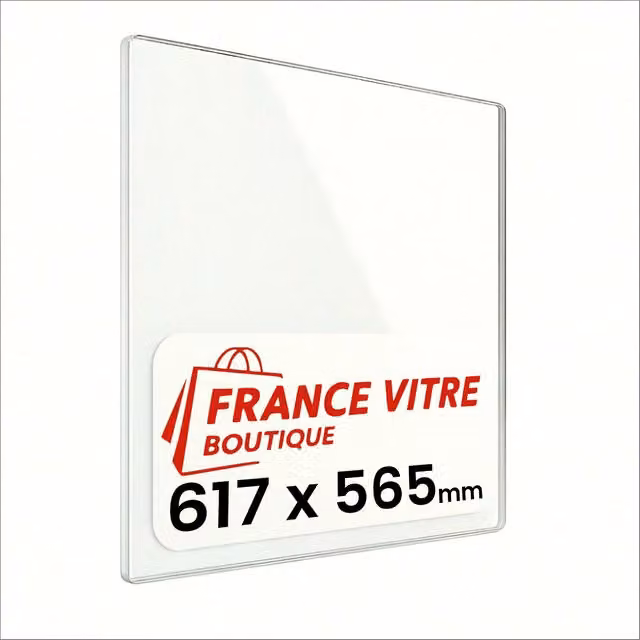 RICHARD LE DROFF - modello : classic-3-sans-serigraphie - 617 x 565 x 4 mm - Vetro per stufa a legna - vetro camino di ricambio - vetro per caminetto resistente al fuoco - France Vitre