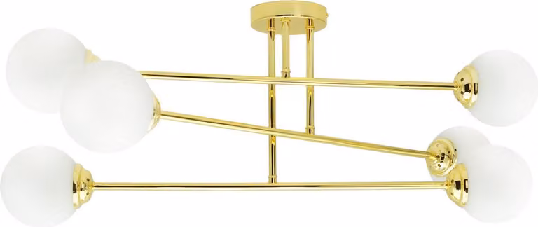 Lampada da soffitto PALLE oro-bianca 6xE27x10W in vetro, dimensioni: 32x80x80 cm, IP20, IdeaLED