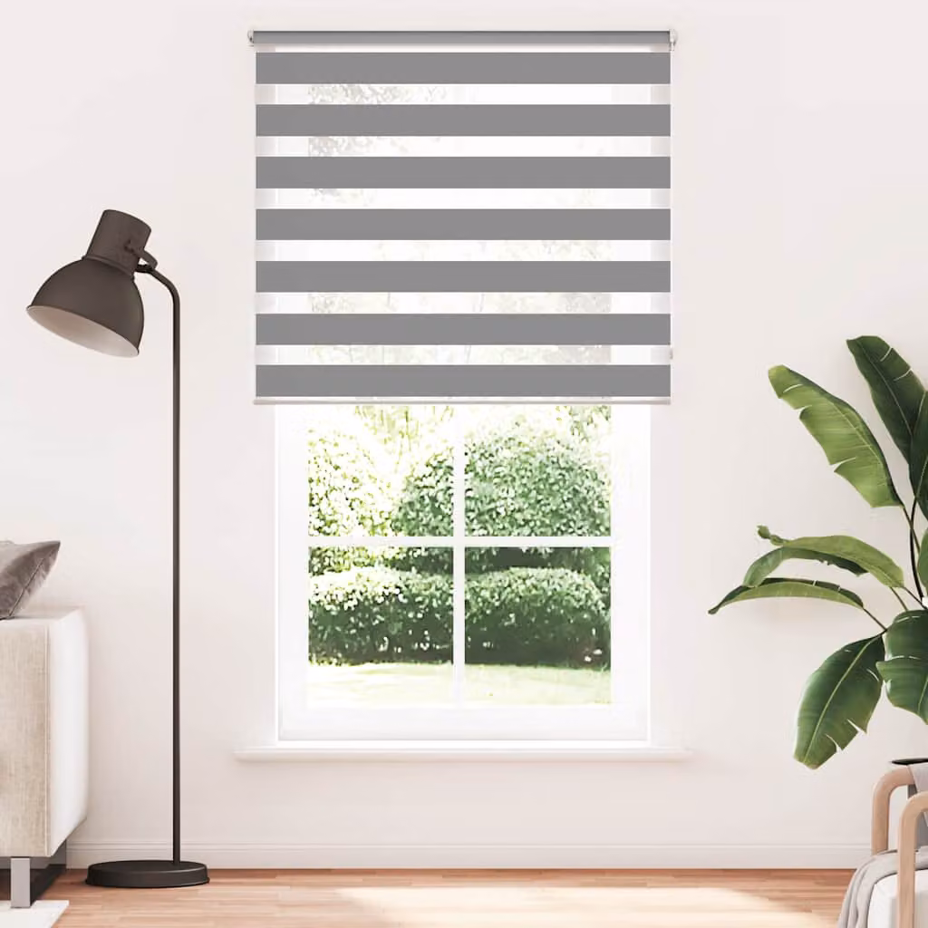 Tenda a rullo zebra vidaXL grigia con tessuto a strisce in poliestere L: 120 cm, H: 230 cm