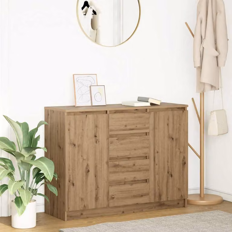 Credenza con cassetti vidaXL in rovere marrone, stile moderno, L: 100,5 cm, P: 35 cm, H: 76 cm