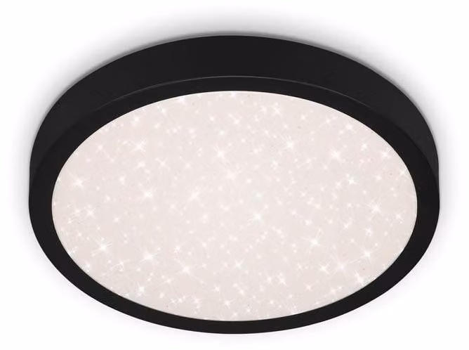 BRILONER - Plafoniera a LED con decorazione a stella, plafoniera a LED piatta, temperatura di colore bianco neutro, Ø280 mm, nero
