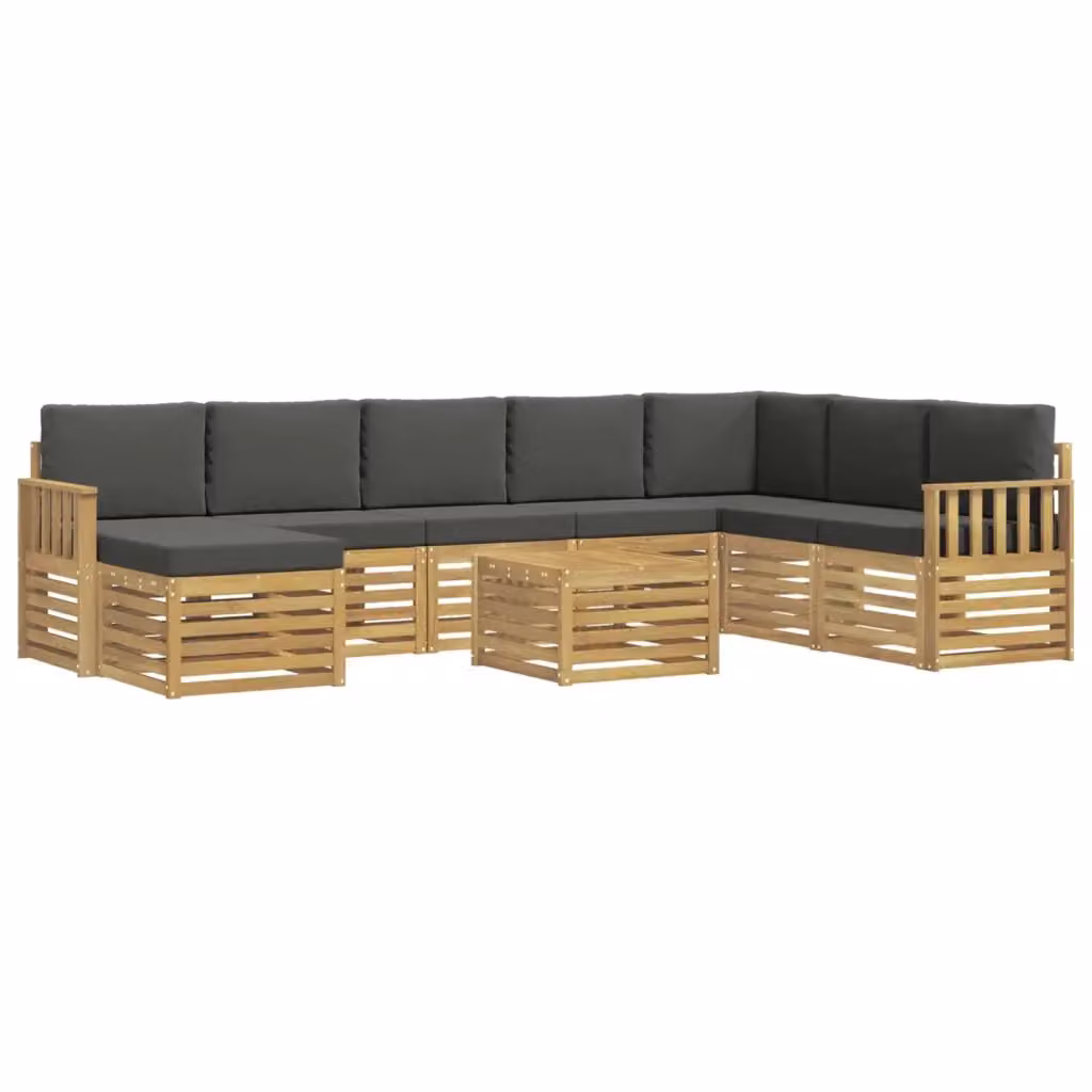 Set di divani moderni vidaXL in legno di acacia massello con cuscini grigi per giardino o terrazzo – 2