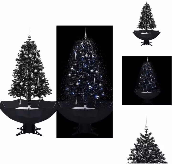 vidaXL Albero di Natale innevato con base ad ombrello nero 170 cm PVC - Alberi di Natale
