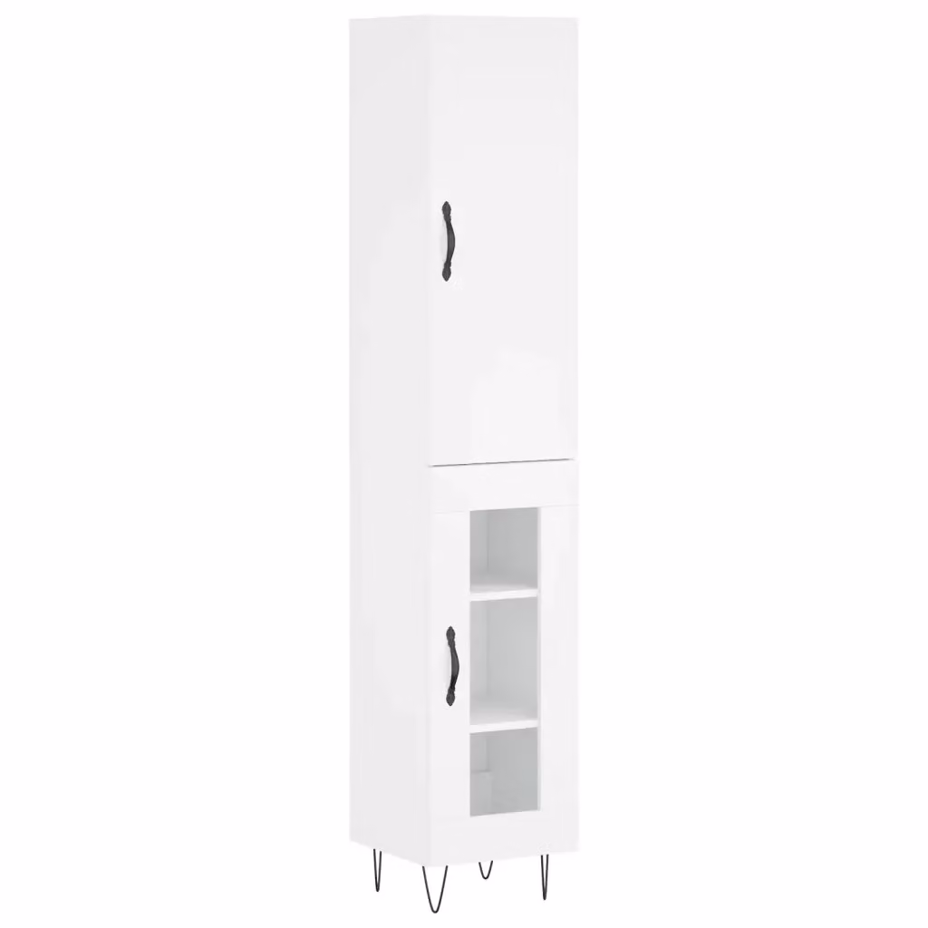 Credenza a muro moderna vidaXL bianca con ante a battente e ripiani interni L/P/H: 34,5 x 34 x 180 cm – 2
