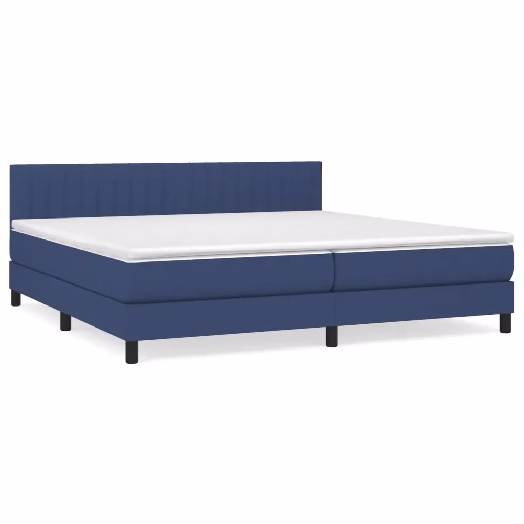 vidaXL Giroletto a Molle con Materasso Blu e Bianco in Tessuto L/P/H: 200 x 200 x 78 cm – 2
