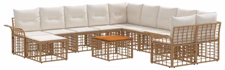 Set di divani da esterno 12 pcs Naturale e Bianco Crema