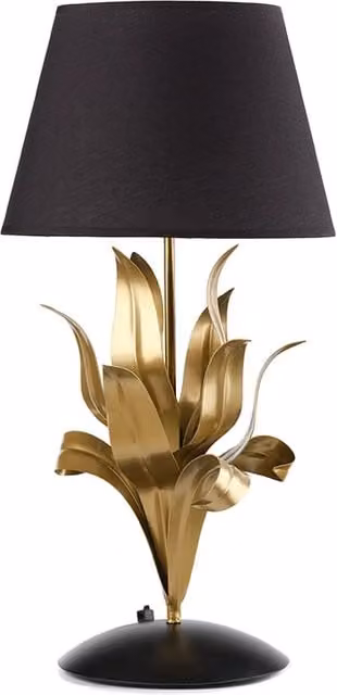 Lampada da tavolo Drusilla ONLI in metallo e tessuto, nero e oro/ottone – 1