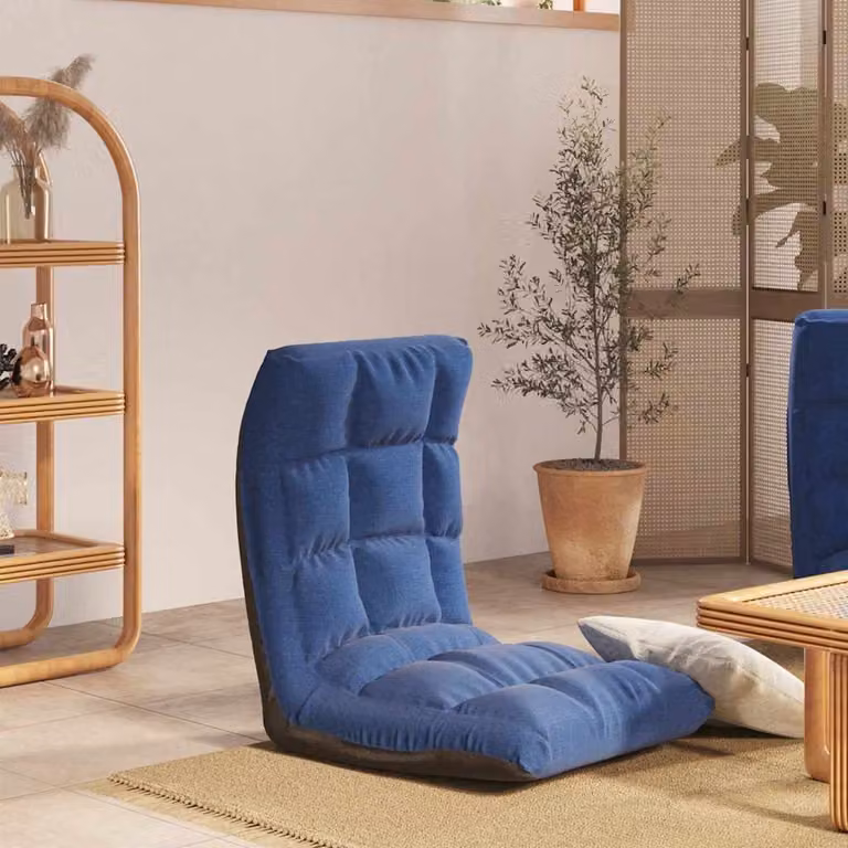 vidaXL Sedia a Sdraio da Terra Pieghevole Blu in Tessuto con Struttura in Metallo e Plastica