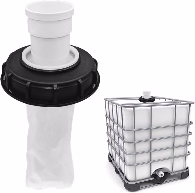 Filtro per acqua piovana IBC, angolazione 180°, con coperchio, DN 150, 163 mm, per serbatoi di acqua piovana