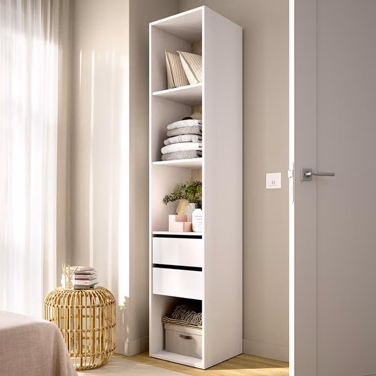 Claymont - Guardaroba Grande, 45x205h cm Bianco, 3 Ripiani