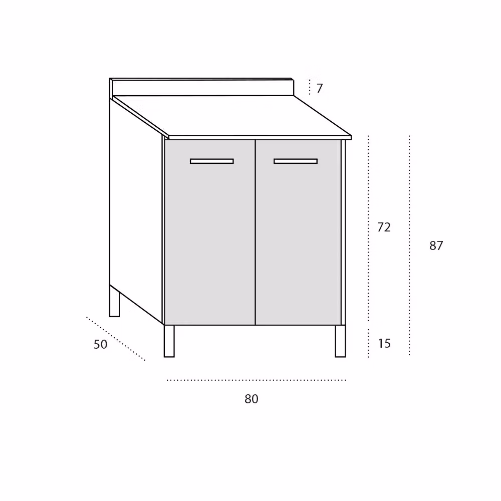Base per cucina componibile Redokasa con 2 ante, larghezza: 80 cm, colore bianco o marrone – 2