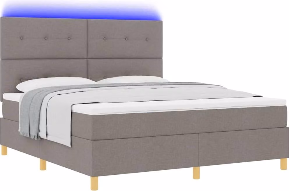Letto a Sorgente LED con materasso Talpa 180 x 200 cm Tessuto