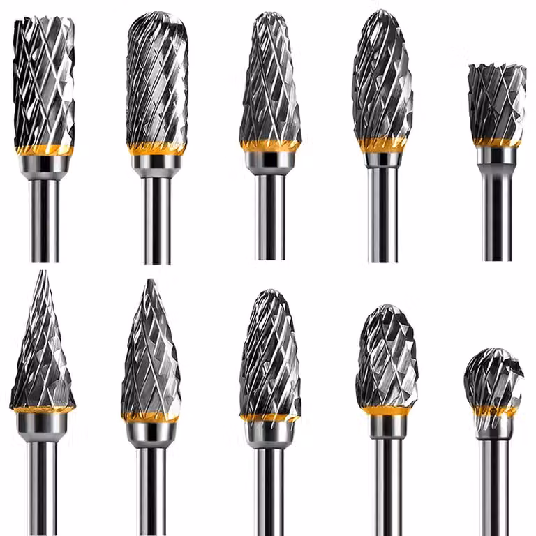 Utensili rotanti per sbavatura in carburo di tungsteno, a doppia faccia, confezione da 10 pezzi, diametro 1/8 di pollice, per legno e
