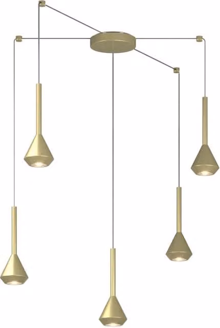 Lampadario Moderno Aygo Metallo Ottone 5 Luci Gu10