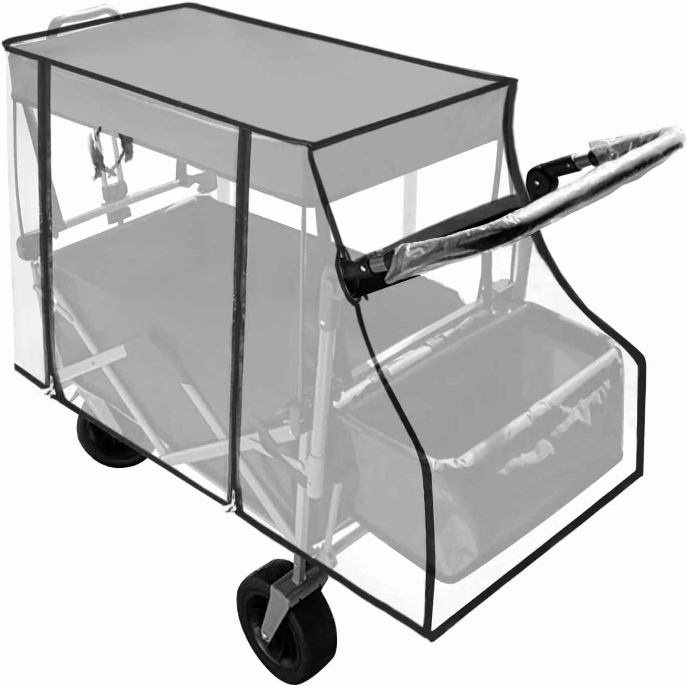 Copertura impermeabile per carrello da passeggio, dimensioni 110 x 52 x 76 cm, realizzata in PEVA, con cerniera, adatta per carrelli pieghevoli