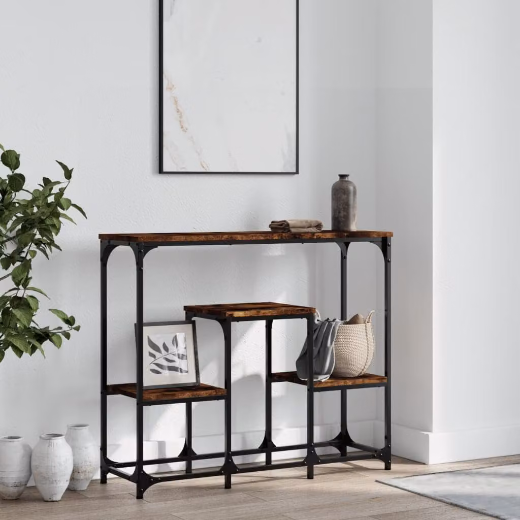 vidaXL Tavolo Consolle in Rovere e Legno Marrone L: 89,5 cm, P: 28 cm, H: 76 cm