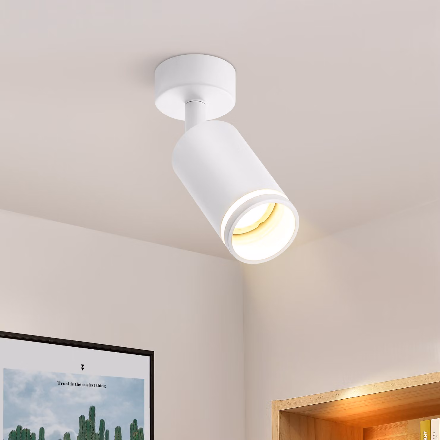ZMH Plafoniera LED 1 fiamma bianca spot per plafoniera GU10 faretto orientabile da parete in metallo per corridoio soggiorno cucina camera da letto, senza lampadine