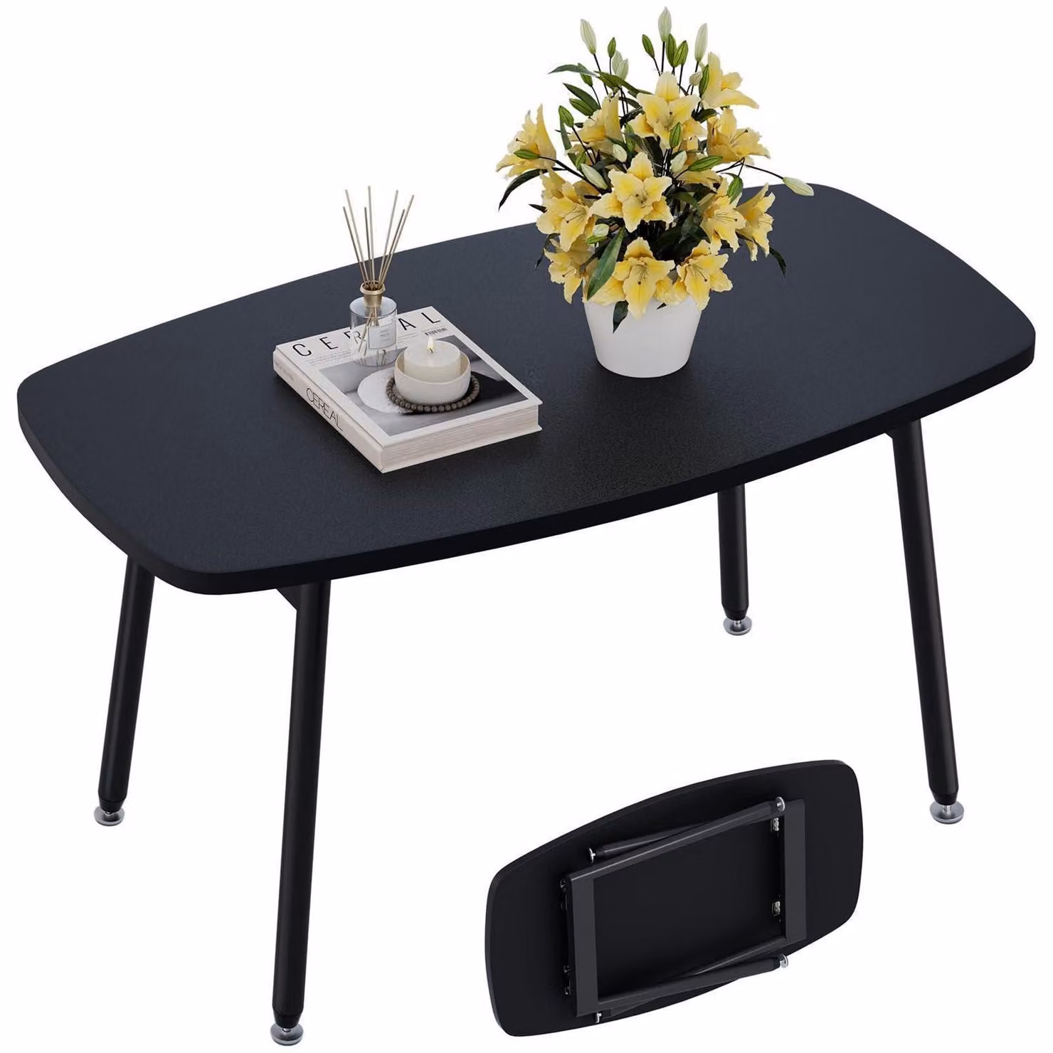 Tavolino pieghevole, dimensioni 80 x 40 x 45 cm, colore nero