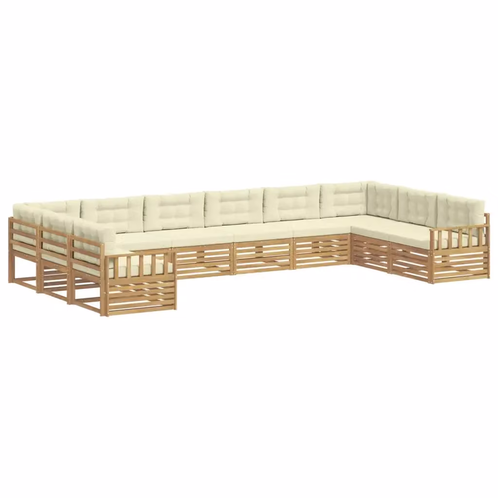 Set di divani da giardino a forma di L vidaXL in legno di acacia beige con cuscini inclusi – 2