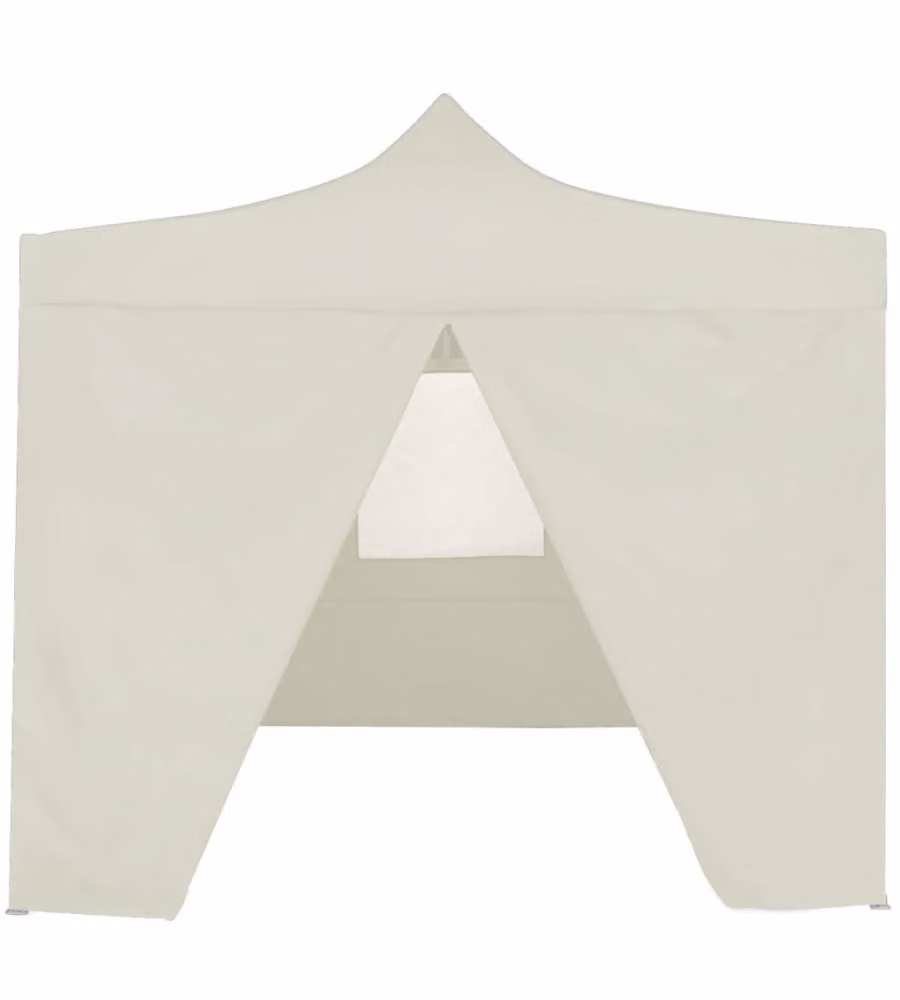 Gazebo Professionale Pieghevole con 4 Pareti 2x2m Acciaio Crema
