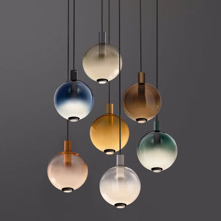 OLEV Lampada a sospensione in vetro Beam Stick Nuance, dimmerabile, Marrone / Ruggine, Soggiorno / Sala da pranzo, Vetro, Design, Lampada a sospensione