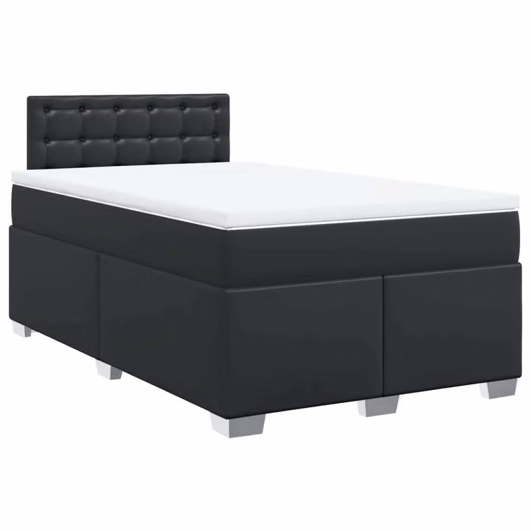 Giroletto a Molle con Materasso Nero 120x190 cm in Pelle finta