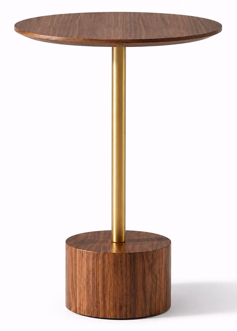 Tavolino ausiliario, stile moderno, colore marrone, comodo, ideale per il soggiorno, forma rotonda, pratico