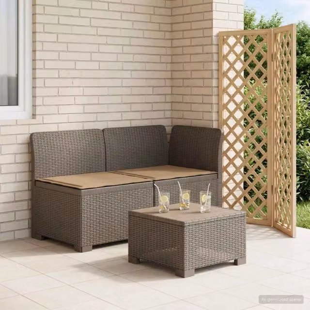 Divano da giardino a 2 posti vidaXL con cuscini in tessuto resistente ai raggi UV e rivestimenti rimovibili, design moderno in stile rattan