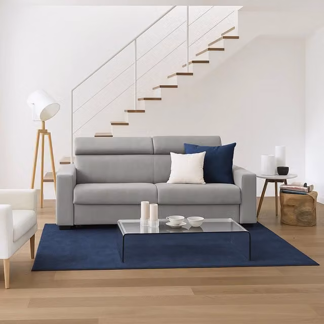 Divano a 3 posti Matrice TALAMO ITALIA in tessuto Grigio con poggiatesta regolabili, L: 220 cm, P: 95 cm, H: 85 cm