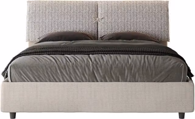 Letto Matrimoniale Moderno Giordanoshop con Contenitore a Alzata e Struttura Imbottita Beige L/P/H: 160 x 200 x 110 cm – 1