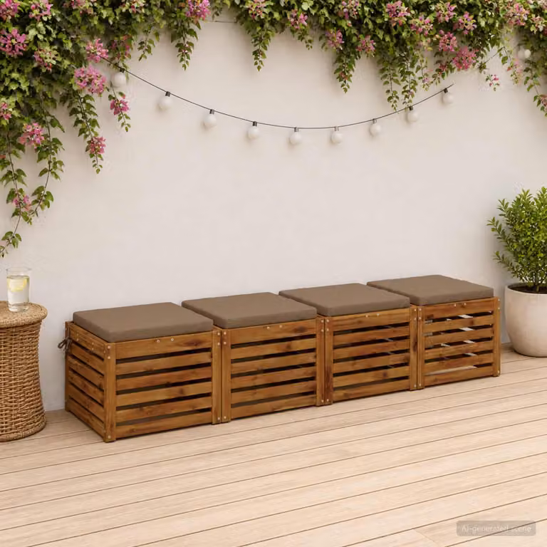 Set di 4 cuscini per sedia vidaXL in poliestere con rivestimento lavabile e resistente ai raggi UV, colore tortora