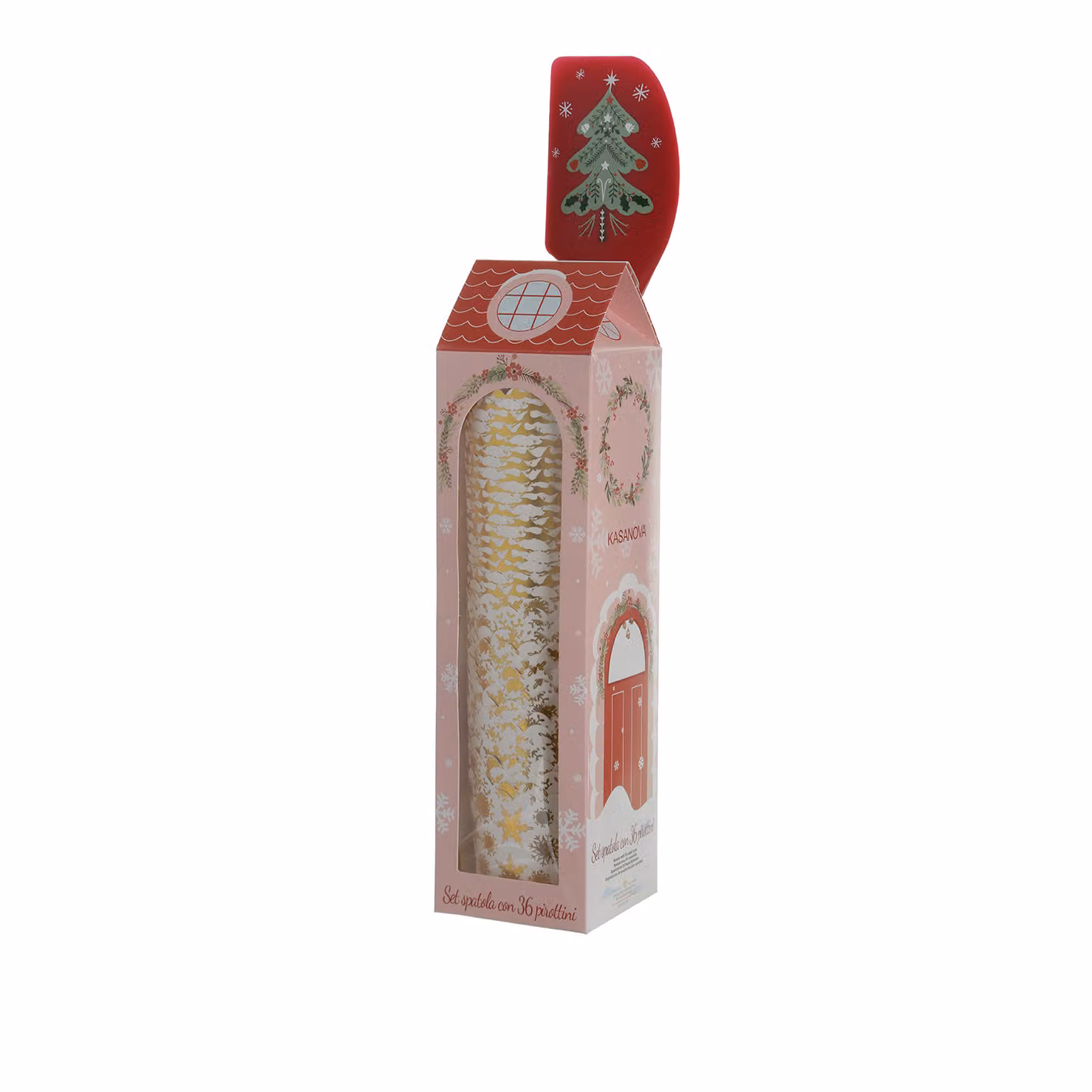 Set di spatola in silicone e 36 pirottini in carta con decorazione albero di Natale multicolore Kasanova – 2