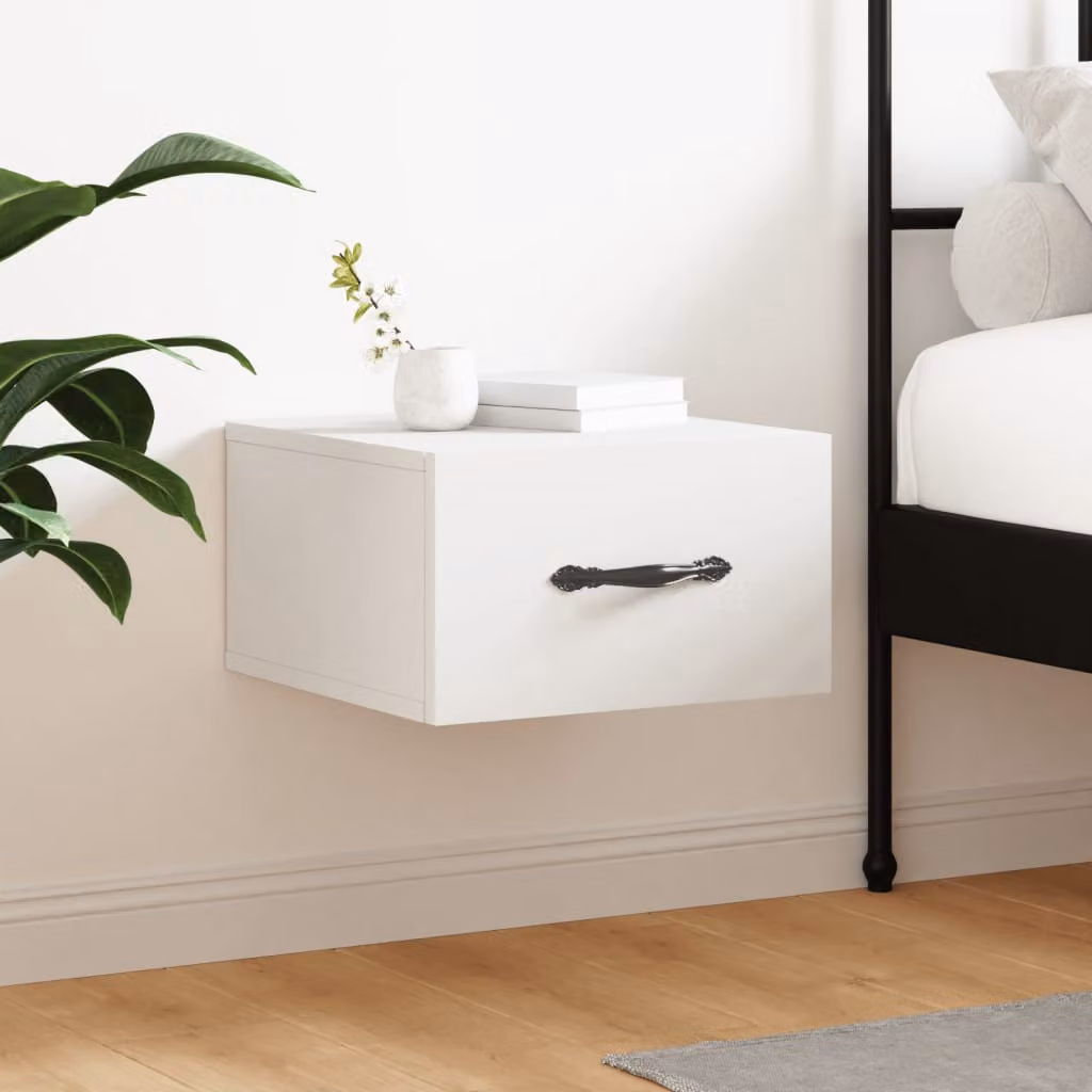 Comodino a muro vidaXL Bianco Moderno L 35 cm x P 35 cm x H 20 cm