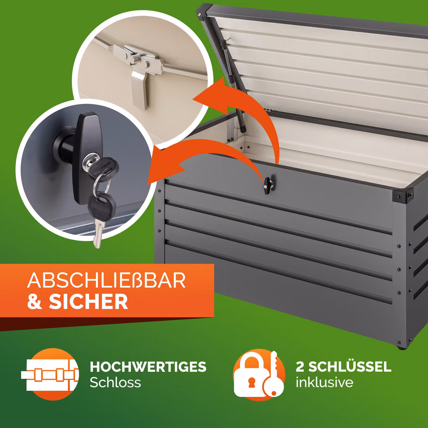 Baule da giardino Gardebruk in metallo grigio antracite lucido con serratura – 3