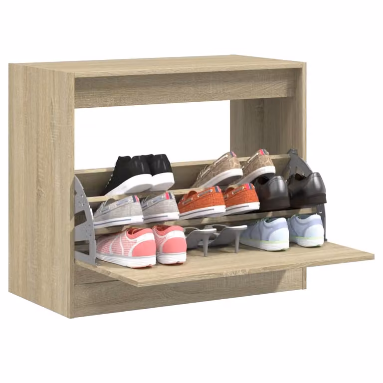 Scarpiera moderna da parete vidaXL in legno color rovere, L: 80 cm, P: 42 cm, H: 69 cm